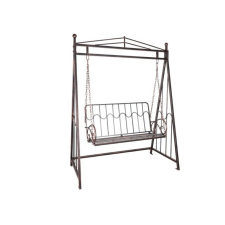 Chomik Kerti hinta, fém, íves, pergolával, 2 üléses, antik bronz, 162x90x205 cm, Don hintaágy