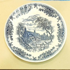 Churchill Brook Blue kerámia lapos tányér, 1db tányér és evőeszköz