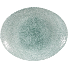 Churchill »Raku« »Jade green« lapos, ovális tányér, hossza: 317 mm tányér és evőeszköz