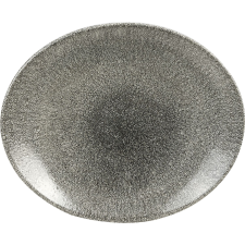 Churchill »Raku« »Quartz Black« lapos tányér, ovális, hossza: 270 mm tányér és evőeszköz