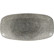 Churchill »Raku« »Quartz Black« lapos tányér, téglalap alakú, hossza: 298 mm tányér és evőeszköz