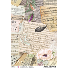 Ciao Bella Rizspapír A4 - Les Partitions - Cygne Noir - Rice Paper (1 ív) decoupage papír