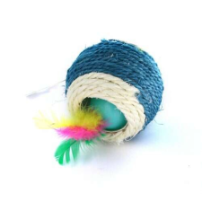 Cicajáték K020438 rattanos-tollas labda 2 db-os 8 cm játék macskáknak
