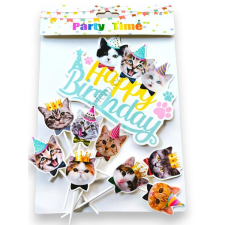Cicás Happy Birthday beszúró tortadísz szett, 9 részes sütés és főzés
