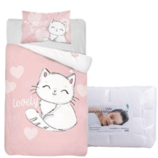 Cicás ovis ágynemű szett (rózsaszín, lovely) babaágynemű, babapléd