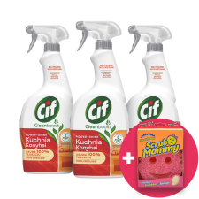 CIF Power&amp;Shine Konyhai Spray 3x750ml + Ajándék Scrub Mommy Szivacs tisztító- és takarítószer, higiénia