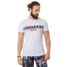 Cipo &amp; Baxx DIVATOS FÉRFI PÓLÓ CT712 WHITE férfi póló