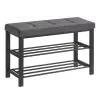  Cipősszekrény paddal és szürke ülőkével MOBRIX 81x49 cm, fekete