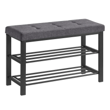  Cipősszekrény paddal és szürke ülőkével MOBRIX 81x49 cm, fekete bútor