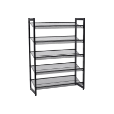  Cipőtartó polc 5 szintes fém háló polcokkal, fekete 74x30x104cm bútor