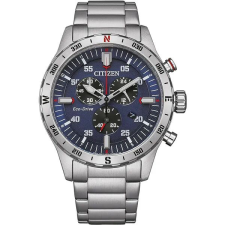 Citizen Eco-Drive kronográf férfi karóra, napelemes, acél, 43 mm, WR100 karóra