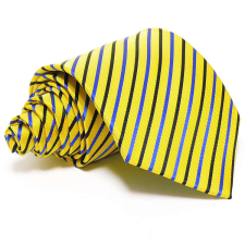  Citromsárga selyem nyakkendő - tengerészkék csíkos nyakkendő