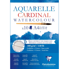 Clairefontaine CLF aquarelltömb (A4, 21x29,7 cm, 300 g/m2, 10 lap, kül.felületű) Cardinal/ vízfestékhez ecset, festék