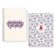 Clairefontaine Jegyzetfüzet Clairefontaine Moulin Rouge A/4, spirálos, 74 lapos, vonalas, vegyes minta füzet