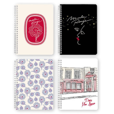 Clairefontaine Jegyzetfüzet Clairefontaine Moulin Rouge A/5, spirálos, 74 lapos, vonalas, vegyes minta füzet