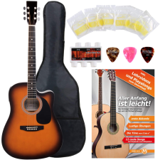 Classic Cantabile Akusztikus Gitár Hangszedőkkel Starter-Set Beleértve Az 5 Darabos Tartozékszettet - Sunburst gitár és basszusgitár