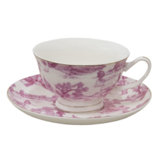 Clayre & EEf Porceláncsésze+alj, 250ml, keleti tájas, pink bögrék, csészék