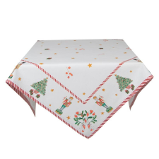 Clayre & EEf Karácsonyi Asztalterítő - 100x100cm - Happy Little Christmas karácsonyi textilia