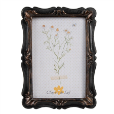  CLEEF.2F1067 Fekete képkeret bronzos díszítéssel, 14x19/10x15cm, műanyag fényképkeret