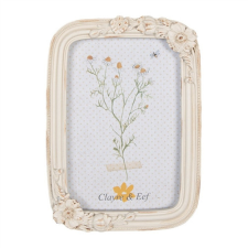  CLEEF.2F1079 Antik bézs képkeret virágos 14x19/10x15cm, műanyag fényképkeret
