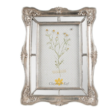 CLEEF.2F1105 Ezüstös tükrös sarokdíszes képkeret, 17x22/10x15cm, műanyag fényképkeret