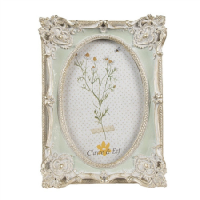 CLEEF.2F1118 Képkeret halványzöld, barokkos sarokdísszel, 14x19/10x15cm, műanyag fényképkeret