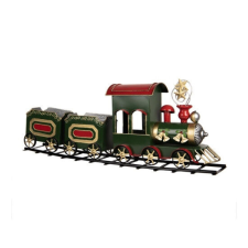  CLEEF.5Y1309 Zöld karácsonyi fémvonat, 77x15x31cm karácsonyi dekoráció