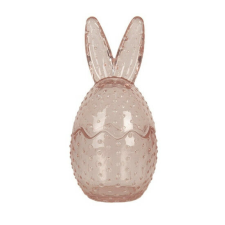 CLEEF.6GL4389 Rózsaszín, pöttyös, üvegbonbonier nyuszifüles, 8x17cm papírárú, csomagoló és tárolóeszköz