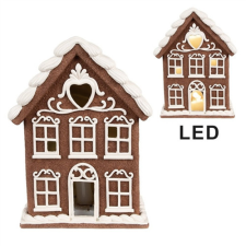 CLEEF.6PR4359 Mézeskalács házikó 17x10xcm, LED-es, műanyag dekorfigura karácsonyi dekoráció
