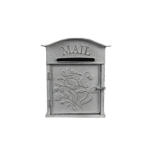 CLEEF.6Y4795 Fém postaláda virágos-pillangós 26x10x31cm,szürke postaláda