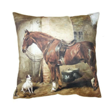 CLEEF.KT021.339 Textil párnahuzat 45x45cm, polyester, ló kutyával lakástextília