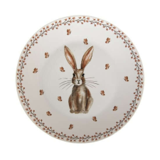 CLEEF.REBFP Porcelán lapostányér 26cm nyuszis,Rustic Easter Bunny tányér és evőeszköz
