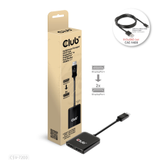 CLUB3D DisplayPort 1.4 Elosztó Fekete 20cm CSV-7200 kábel és adapter