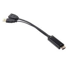 CLUB3D HDMI apa - DisplayPort anya adapter USB táppal - Fekete kábel és adapter