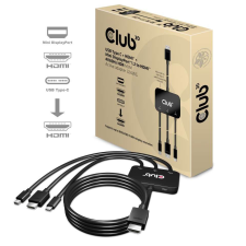 CLUB3D USB Type C + HDMI + MiniDisplayPort 1.2 to HDMI 4K60Hz HDR M/M Active Adapter Black kábel és adapter
