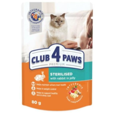 CLUB 4 PAWS macskaeledel steril nyúl zselében 24x80g macskaeledel