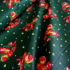 Cmixed CANDLE, karácsonyi pamut-poliészter vászon anyag, zöld karácsonyi textilia
