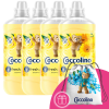 COCCOLINO Fresh &amp; Soft Happy Yellow Öblítő koncentrátum 232 mosás 4x1450ml + Ajándék Coccolino Hátizsák