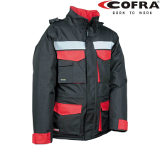 COFRA Gust Bélelt Téli Ripstop Munkáskabát Fekete/Piros - XXL munkaruha