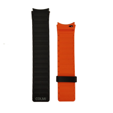 Colmi okosóra szíj, szilikon, mágneses, fekete-narancssárga, 20mm, Magnetic Silicone Strap okosóra kellék