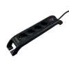 Commel Elosztó, 4 konnektorral és 2 db USB csatlakozóval, túlfeszültség elleni védelemmel, 2m, fekete, 16A, 3680W