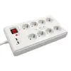 Commel Elosztó, 8 konnektorral és 2 db USB csatlakozóval, túlfeszültség és túlterhelés elleni védelemmel, 3m, 16A, 3500W