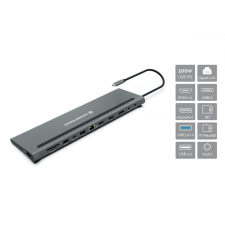 Conceptronic DONN17G 12-in-1 USB 3.2 Gen 1 Docking Station Grey laptop kellék