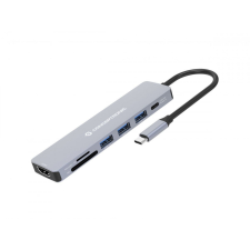 Conceptronic DONN19G 7-in-1 USB 3.2 Gen 1 Docking Station Grey laptop kellék