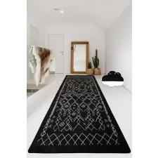  Conceptum Hypnose Hall Carpet (80 x 300) Black White Chart - Black lakástextília