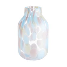 CONFETTI üveg váza, kék-rózsaszín 28cm dekoráció