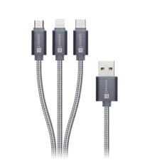 Connect IT CI-1229 USB kábel 1,2 M USB 3.2 Gen 1 (3.1 Gen 1) USB A USB C/Micro-USB B/Lightning Ezüst kábel és adapter