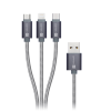 Connect IT CI-1229 Wirez 3 az 1-ben USB A - USB-C/Micro USB/Lightning, 1,2 m ezüst szürke kábel
