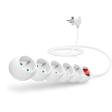 Connect IT hosszabbító 230V, 5 aljzat, 2m, fehér kábel és adapter