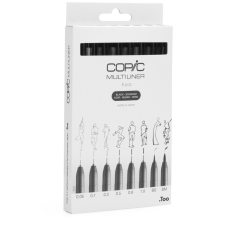 COPIC Multiliner Tűfilc készlet - Fekete (8 db) filctoll, marker